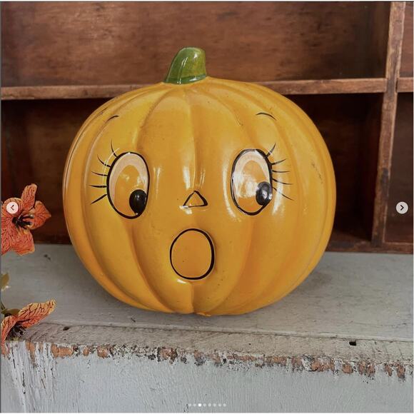 Vintage Halloween Anthropomorphic Jack Pumpkin Planter Holland Floral LIGHTER - Picture 3 of 8